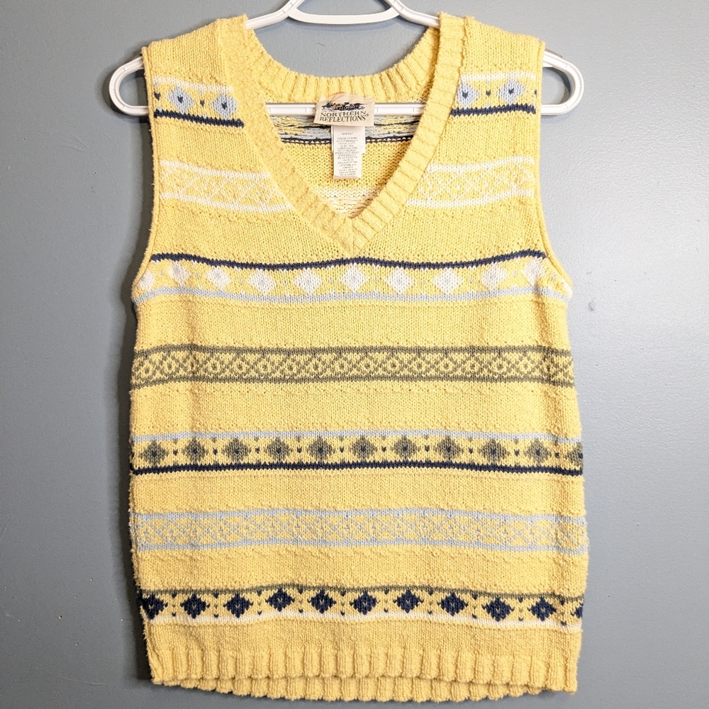 Vintage Northern Reflections Striped Patterned Sleeveless Sweater Vest  Small